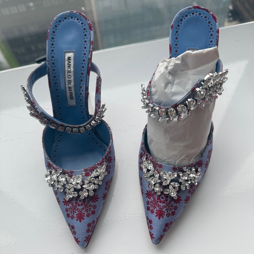 Manolo Blahnik lurum crystal embellished mules - BRAND NEW